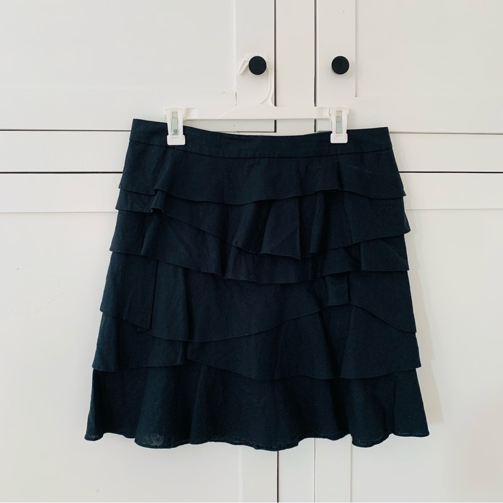 Mossimo Black Linen Ruffle Tiered Mini Skirt Size 8